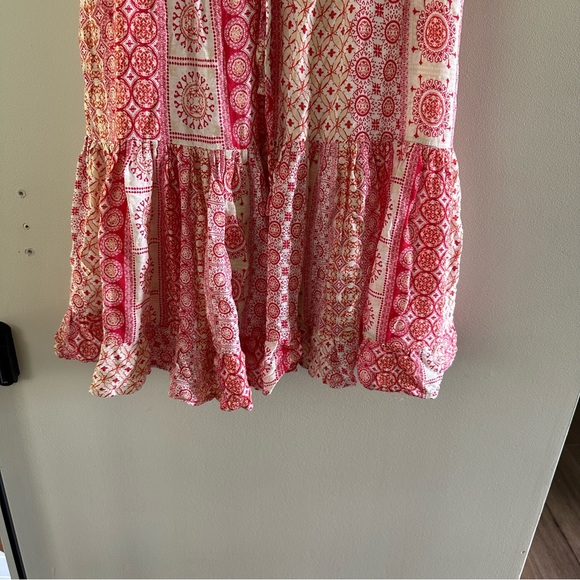 LULU'S Cache Creek Red Print Lace-Up Tiered Swing Dress - Picture 5 of 6